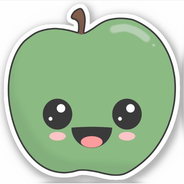 Adesivo Maçã Verde Feliz (Frente)