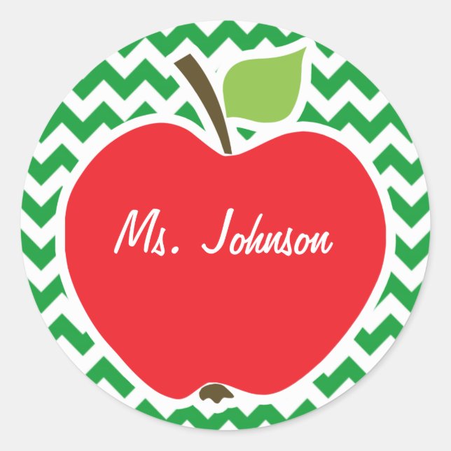 Adesivo Maçã Vermelha em Gretro Kelly Green Chevron Stripe (Frente)