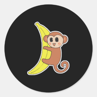 Adesivo macaco bebê bonitinho na banana