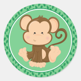 Adesivo Macaco | Bebês Safari — Vinheta redonda clássica