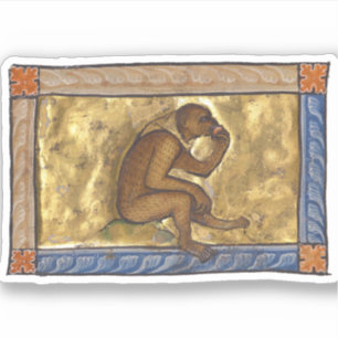 Adesivo Macaco Bestiário Medieval c. 1270