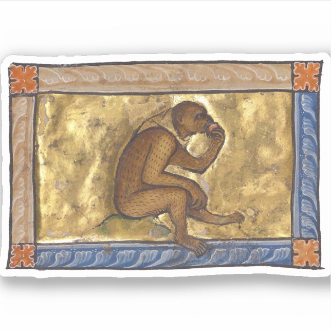 Adesivo Macaco Bestiário Medieval c. 1270 (Frente)