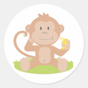 Adesivo Macaco bonito do bebê dos desenhos animados que