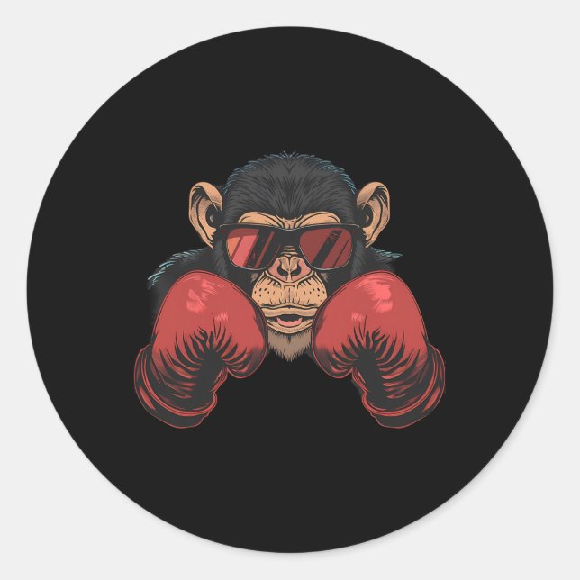 Adesivo Macaco Boxeador Com Luvas de Boxe Kickboxing Engra (Frente)