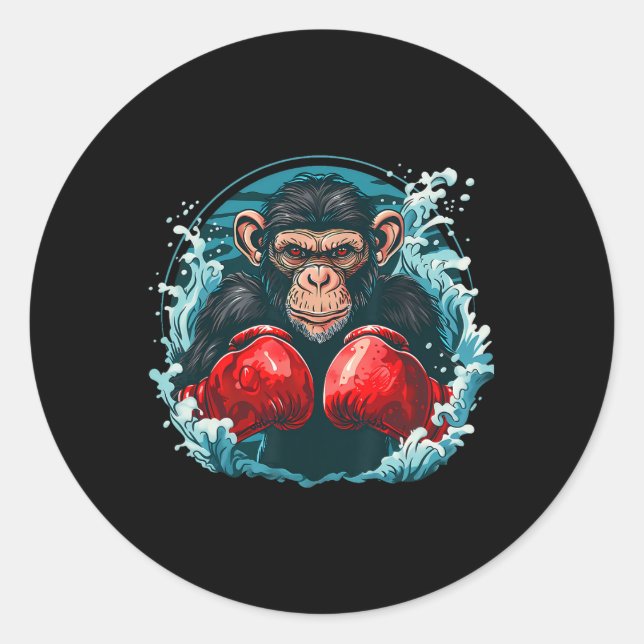 Adesivo Macaco-Boxer Com Luvas-Boxim Engraçadas (Frente)