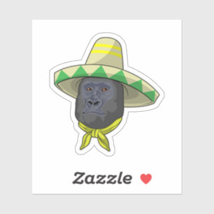 Adesivo Macaco com chapéu de palha