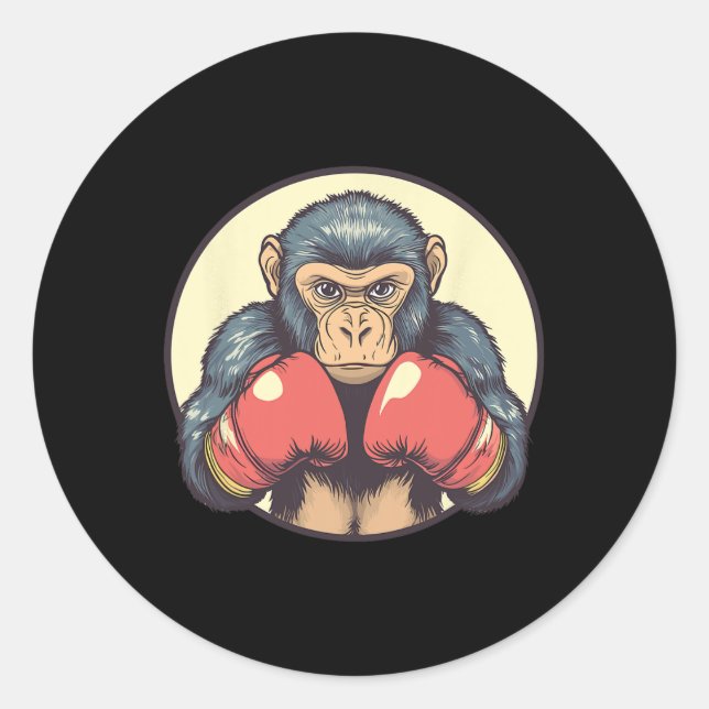 Adesivo Macaco Com Luvas In A Box Determinadas (Frente)