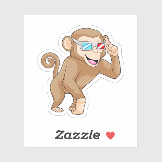 Adesivo Macaco com Óculos (Folha)