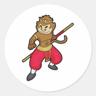 Adesivo Macaco como guerreiro com Funcionarios e banda lar