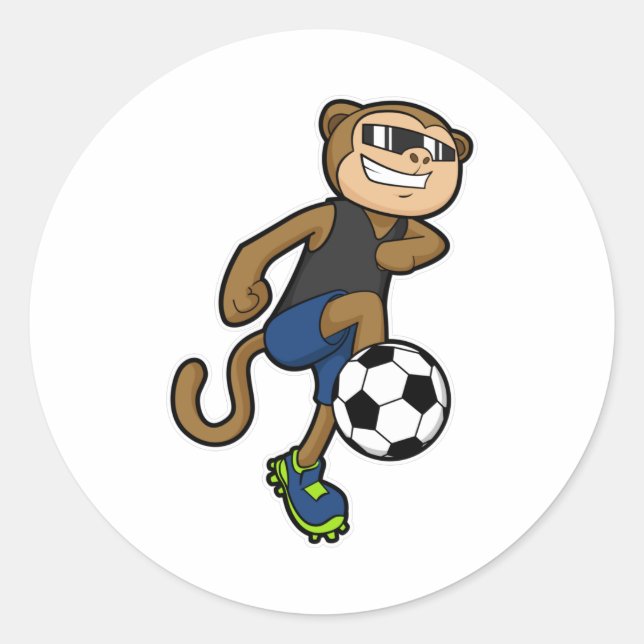 Adesivo Macaco como jogador de futebol no futebol (Frente)