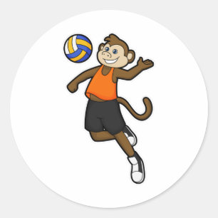 Adesivo Macaco como jogador de volei com bola de volei