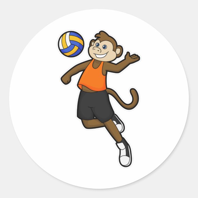 Adesivo Macaco como jogador de voleibol (Frente)