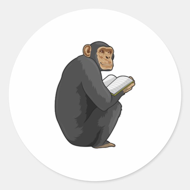 Adesivo Macaco como Nerd do Livro (Frente)