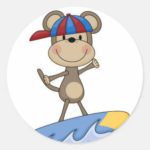 Adesivo Macaco da praia - t-shirt e presentes surfando