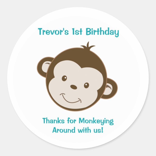 Adesivo Macaco de Bela Mama Personalizado Aniversário Favo (Frente)