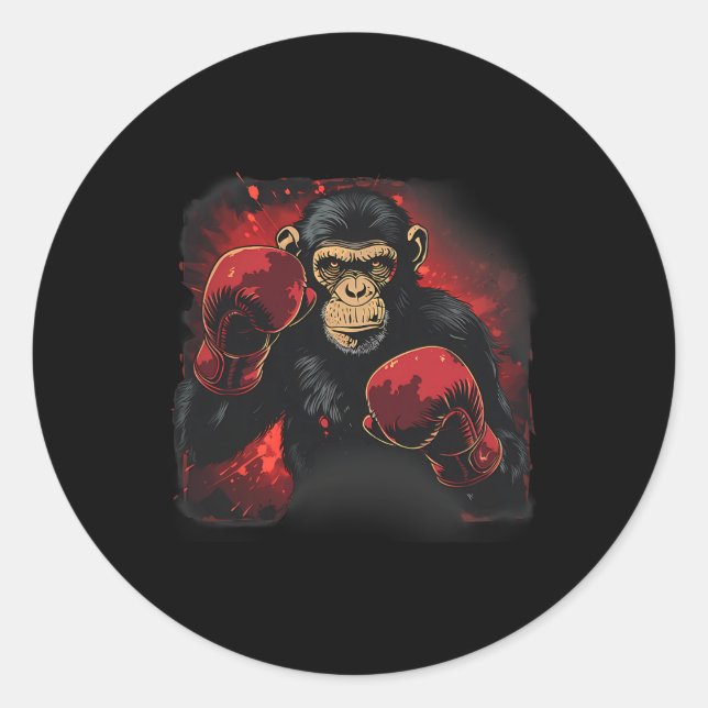 Adesivo Macaco de Boxe com Luvas de Boxe Kickboxing Engraç (Frente)