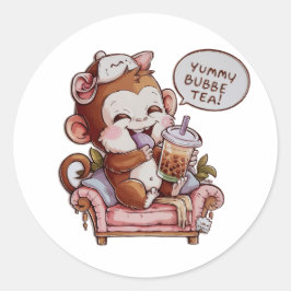 Adesivo Macaco de Cartoon Adorável: Cozy, Kawaii Vibes