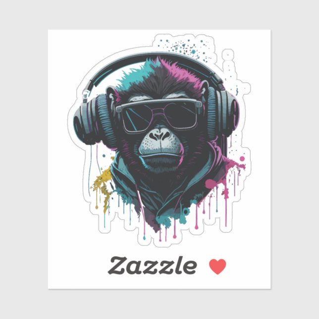 Adesivo Macaco dj (Folha)