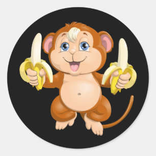 Adesivo Macaco dos desenhos animados com bananas