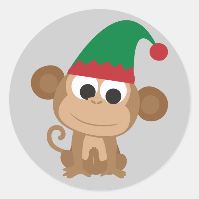 Adesivo Macaco Elf de Natal (Frente)