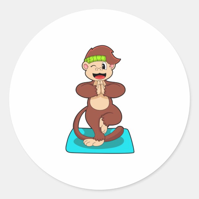 Adesivo Macaco em Yoga em pé (Frente)