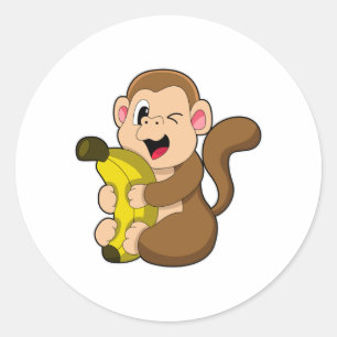Adesivo Macaco engraçado com Banana