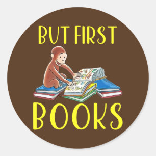 Adesivo Macaco Engraçado Lendo Livro Mas Primeiro