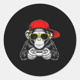 Adesivo Macaco Gamer Legal Com Controle Vídeo Engraçado de