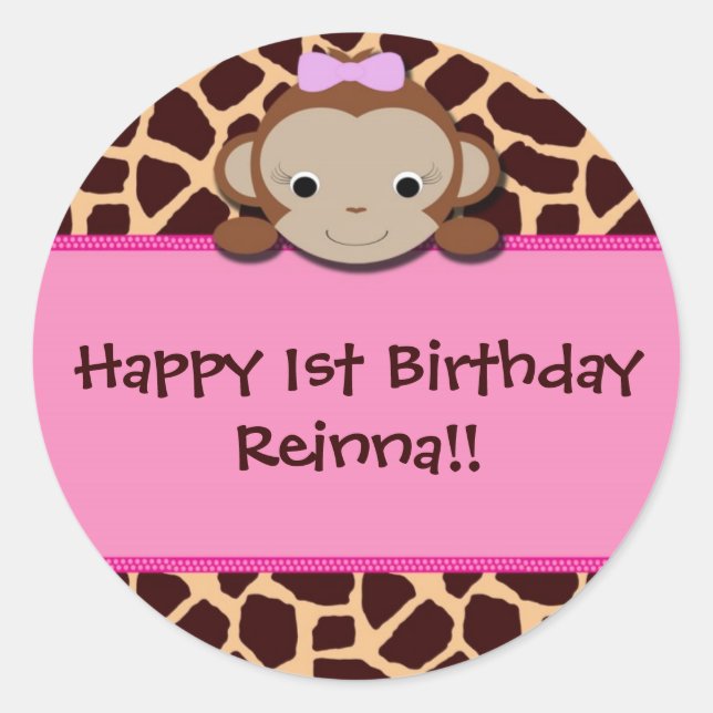 Adesivo Macaco-Macaco Moderno [Rosa] (Frente)