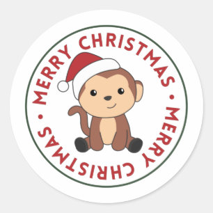 Adesivo Macaco Natal Neve Inverno Animais de inverno Class