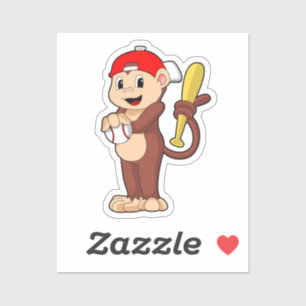 Adesivo Macaco no beisebol com bastão de beisebol