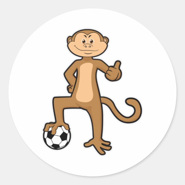 Adesivo Macaco no Esporte com bola de futebol (Frente)
