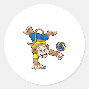 Adesivo Macaco no Esporte com Voleibol