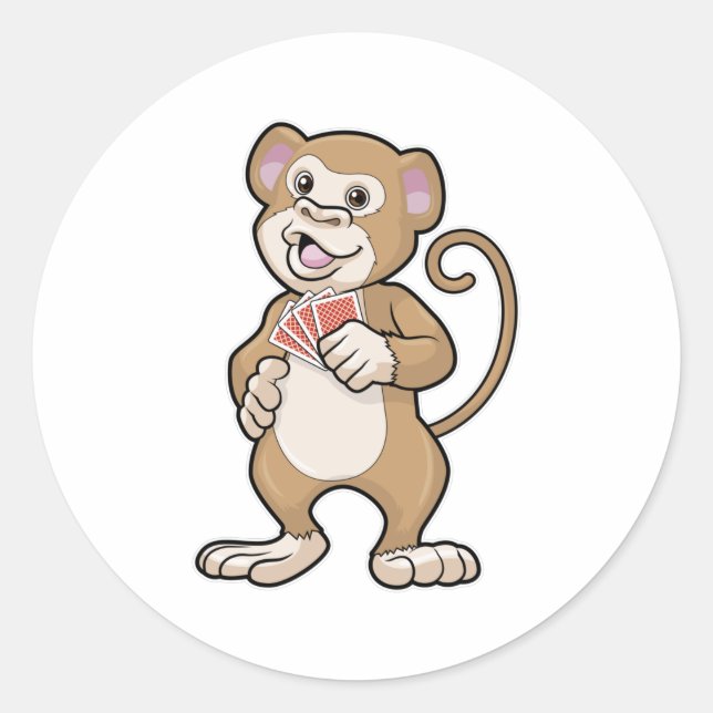 Adesivo Macaco no Poker com cartões Poker (Frente)