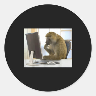Adesivo Macaco Pensativo Engraçado Meme Escritório Macaco