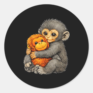Adesivo Macaco punching divertido fofo bebê animal abraçan
