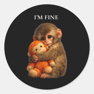 Adesivo Macaco punchy bebê fofo animal engraçado