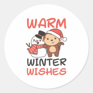 Adesivo Macaco Quente Inverno Deseja Neve