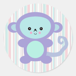 Adesivo macaco roxo kawaii