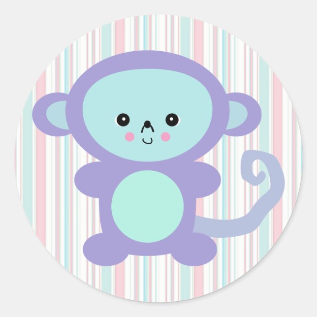 Adesivo macaco roxo kawaii (Frente)