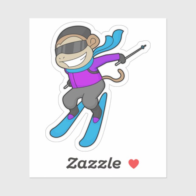 Adesivo Macaco Skier Ski (Folha)