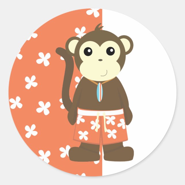 Adesivo Macaco surf (Frente)