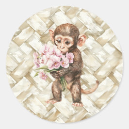 Adesivo Macaco tropical com orquídeas