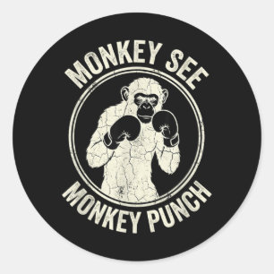 Adesivo Macaco Vê Macaco Soco Boxe Antigo Gorila