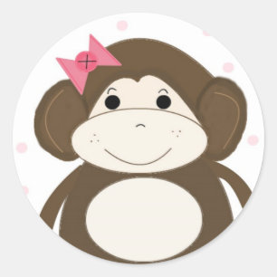 Adesivo Macaquinho com Laço de Cabelo Rosa