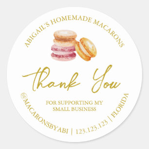 Adesivo Macaron Simples Homemade Obrigado Rótulo