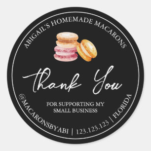 Adesivo Macaron Simples Homemade Obrigado Rótulo