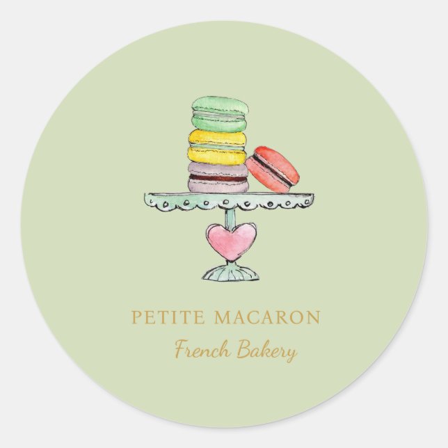 Adesivo Macarons de aquarela cor verde menta padaria  (Frente)