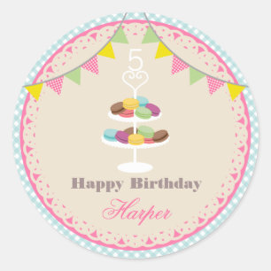 Adesivo Macarons franceses Festa de aniversário Blue Ging