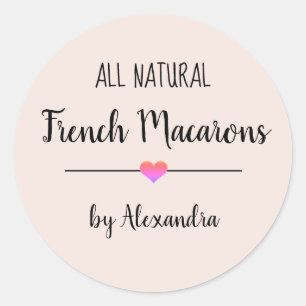 Adesivo Macarons Franceses pincelam script rosa
